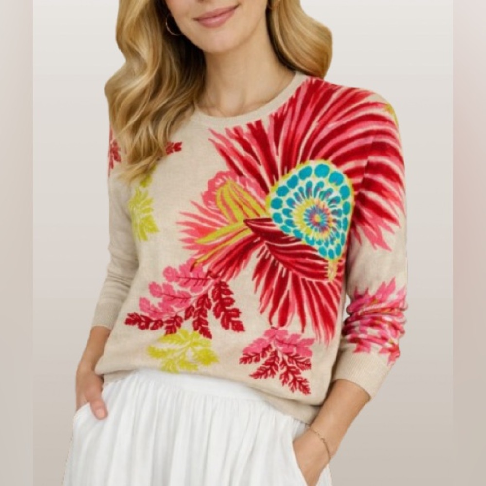 Frances Valentine Tropical Floral Sweater NWOT 🌴🌸